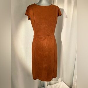 JM Studio SOFT Faux Suede Sheath Dress Burnt Orange / Rust Brown Sz 12